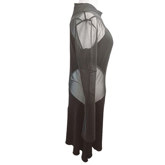 MACH & MACH Sheer Panel Mesh Cutout Turtleneck Minidress Black US 14 NWOT - Picture 4 of 8